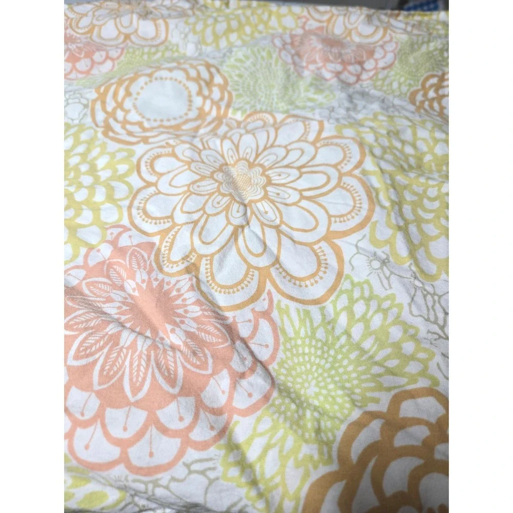 The Company Store King Duvet Cover Sham Set Yellow Orange Floral Cotton